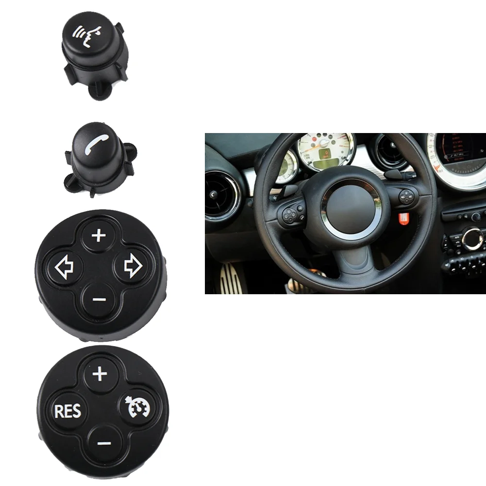 Steering Wheel Cruise Control Switch Trim Cover For MINI Cooper R55 R56 R57 R58 R59 R60 R61 2007-2014 LHD ABS PC Black Button