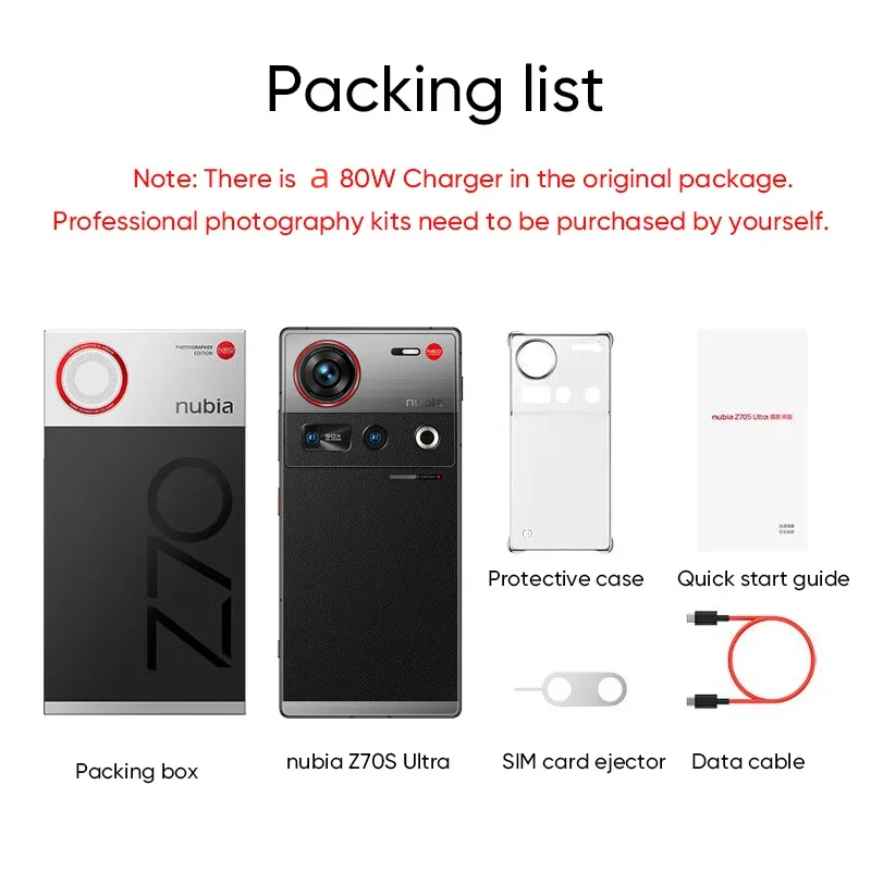 Nubia z70s ultra Photographer Edition 5G Smartphone Snapdragon 8 Elite Pantalla HD de 6,85 «1,5 K Lente de 35 mm 6600 mAh 80 W Carga rápida 6