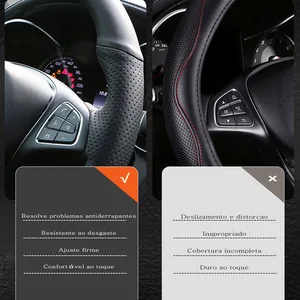 Schwarzer Microfaser-Leder-Lenkradabdeckung, Opel Corsa C 2000-2006 Combo C 2001-2011, Vauxhall Holden Barina Tigra, DIY, Schwarz 10 Hauptverkaufsabdeckung Lenkrad Opel Corsa - №6