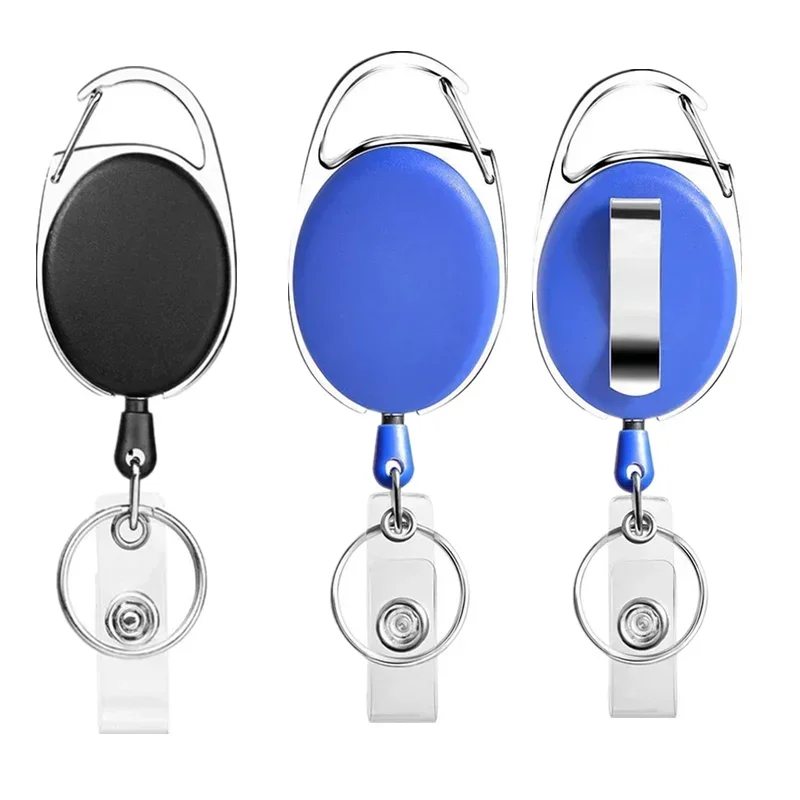 1pc Transparent Double Cards Slots ID Tag Badge Holder with Badge Reel 2 Cards Storage Organizer Employee Pass Work Card Case