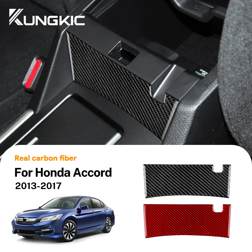 Real Soft Carbon Fiber Sticker For Honda Accord 2013 2014 2015 2016 2017 LHD Car Armrest Box Panel Interior Trim Accessories