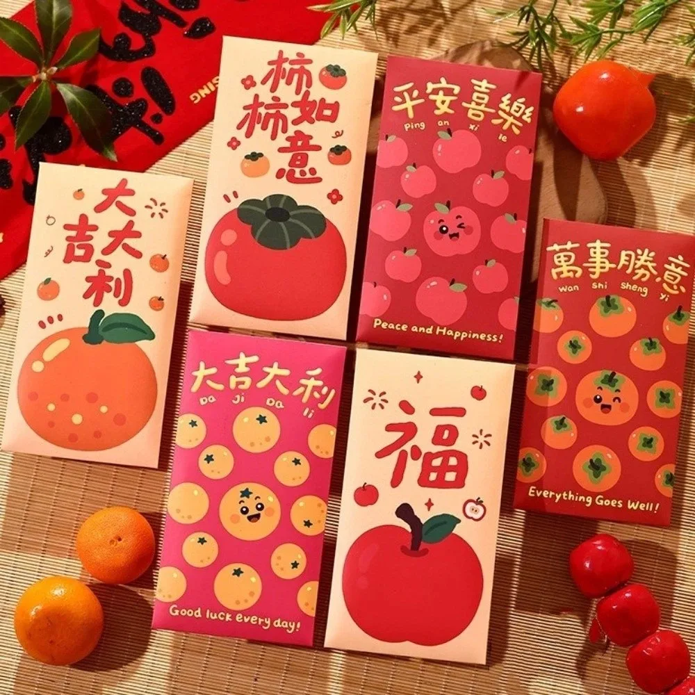 

6pcs/set Horse Zodiac Red Envelopes Color Printing Blessing Luck Money Bag Traditional Cartoon Gift Bag Gift Giving