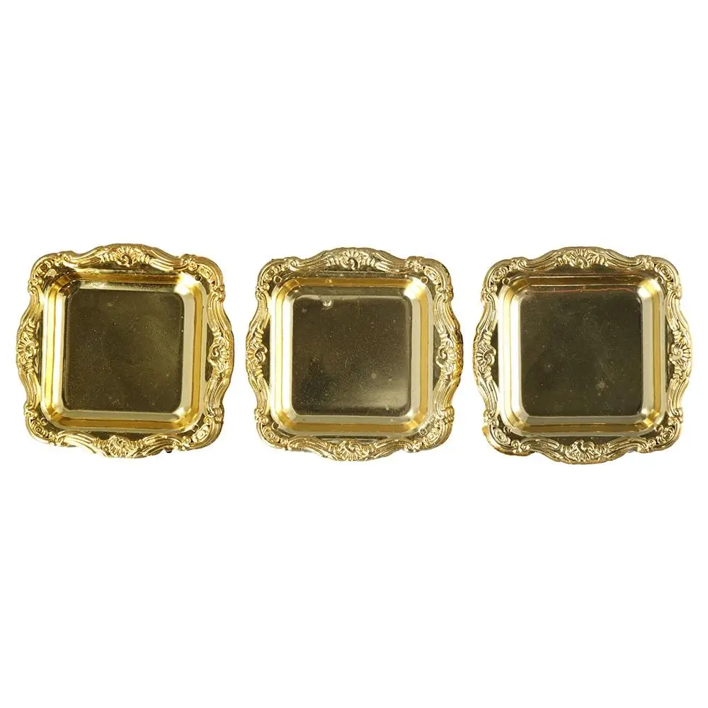 Mini cuisine or argent pour décoration de maison, Sushi gâteau Snack stockage assiette de fruits plateau de rangement fournitures pour la maison