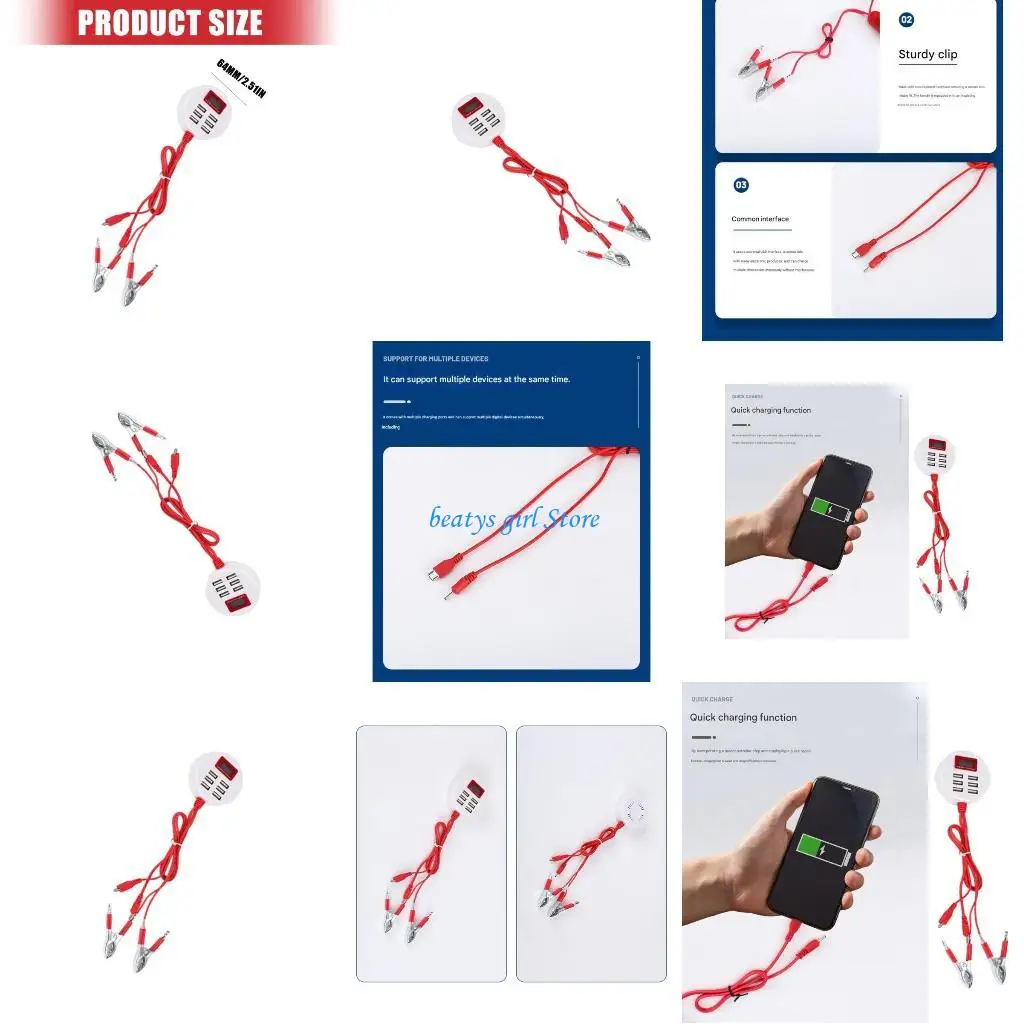 

C7AB Intelligent LCD Screen 5V USB Multifunction Power Adapter 6 Port Dock 1A Battery Charging Adapter with Clip