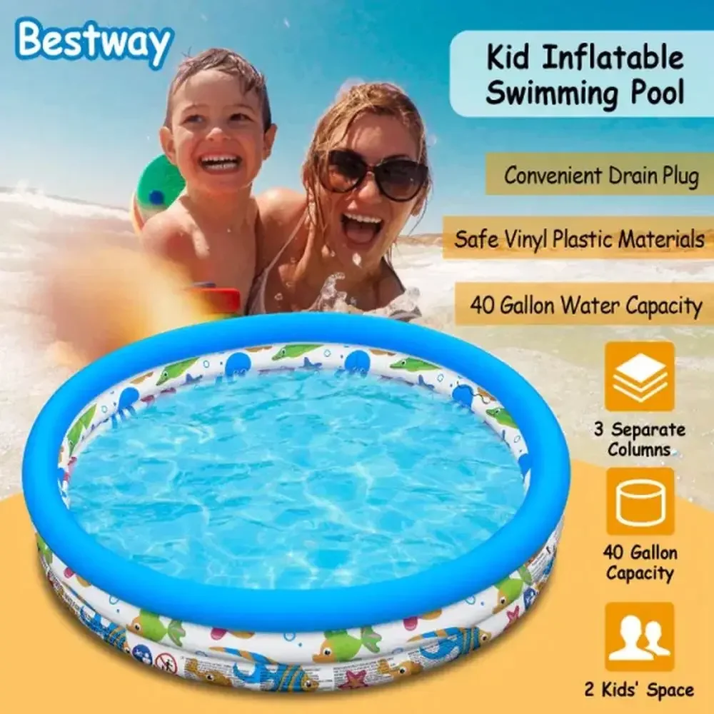 

48x10In Inflatable Swimming Pool Blow Family Pool 2 Foldable Swim Ball Pool Center