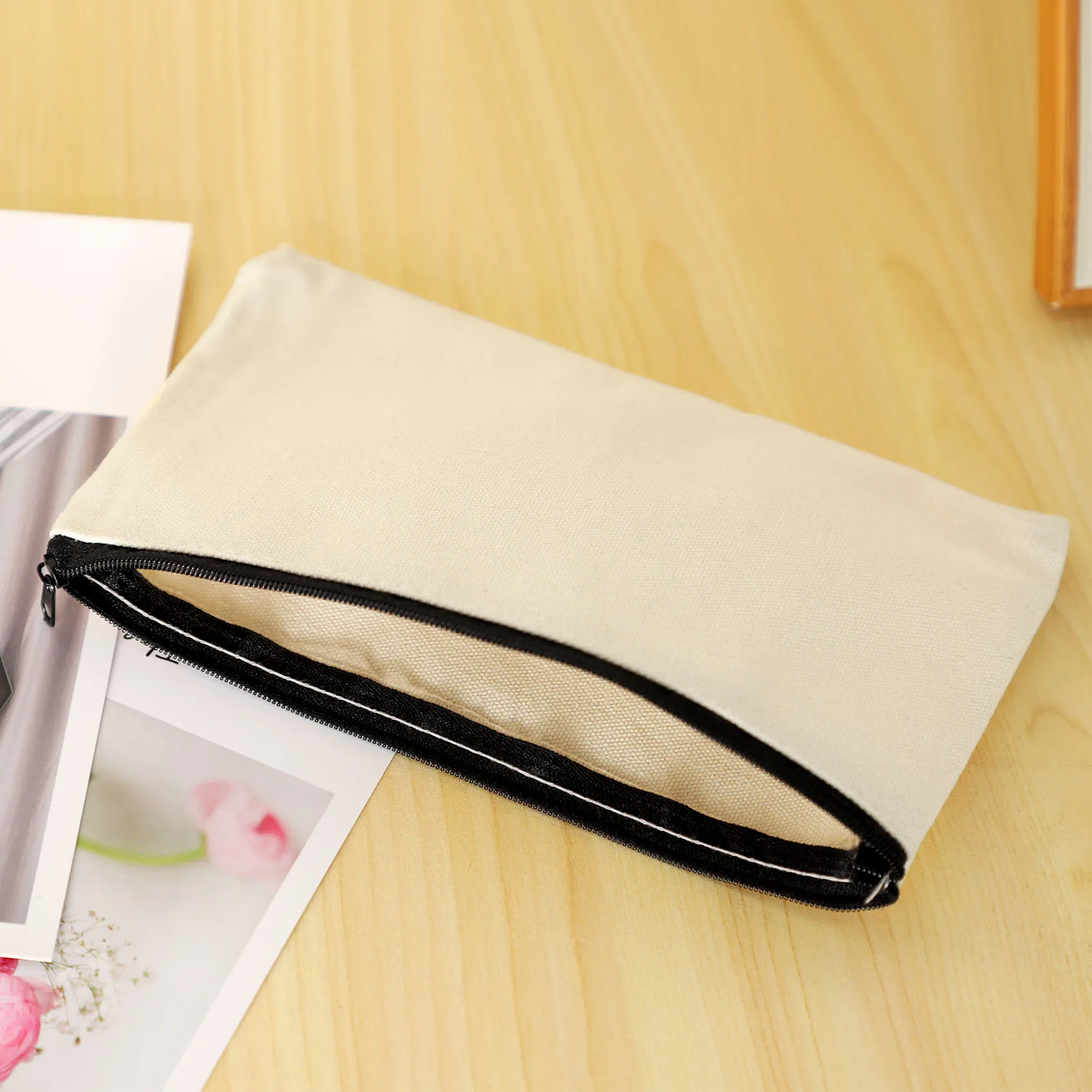 10Pcs Canvas Makeup Bags Canvas Zipper Pouch Bags Pencil Case Blank DIY Craft Bags Cosmetic Pouch for Travel DIY Craft School