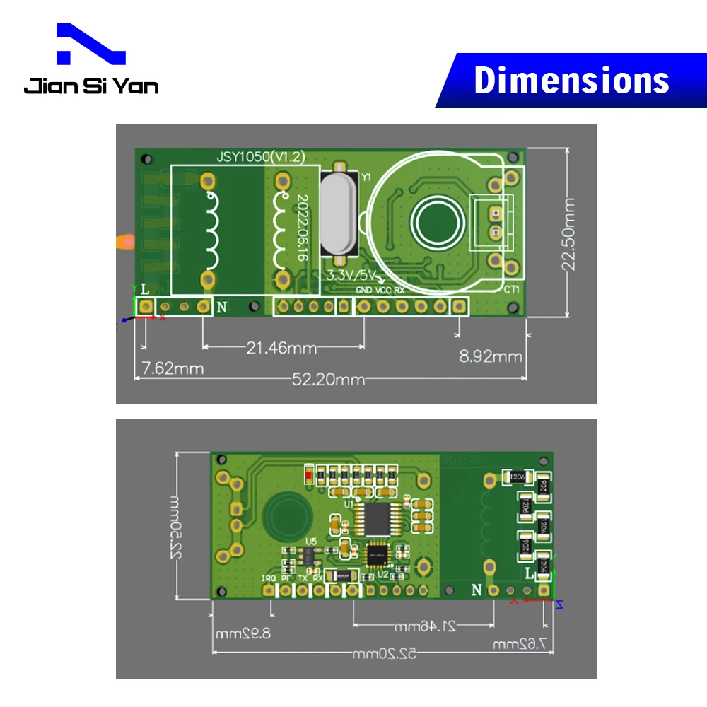 JSY1050 AC Current Meter Miniature TTL MODBUS Power Meter Solar Monitoring Energy Monitor