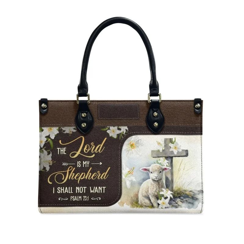 The Lord Is My Shepherd I Shall Not Want Psalm Leather Handbag Design for Female Eastern Star Lady Casual Totes Bolsas Femininas