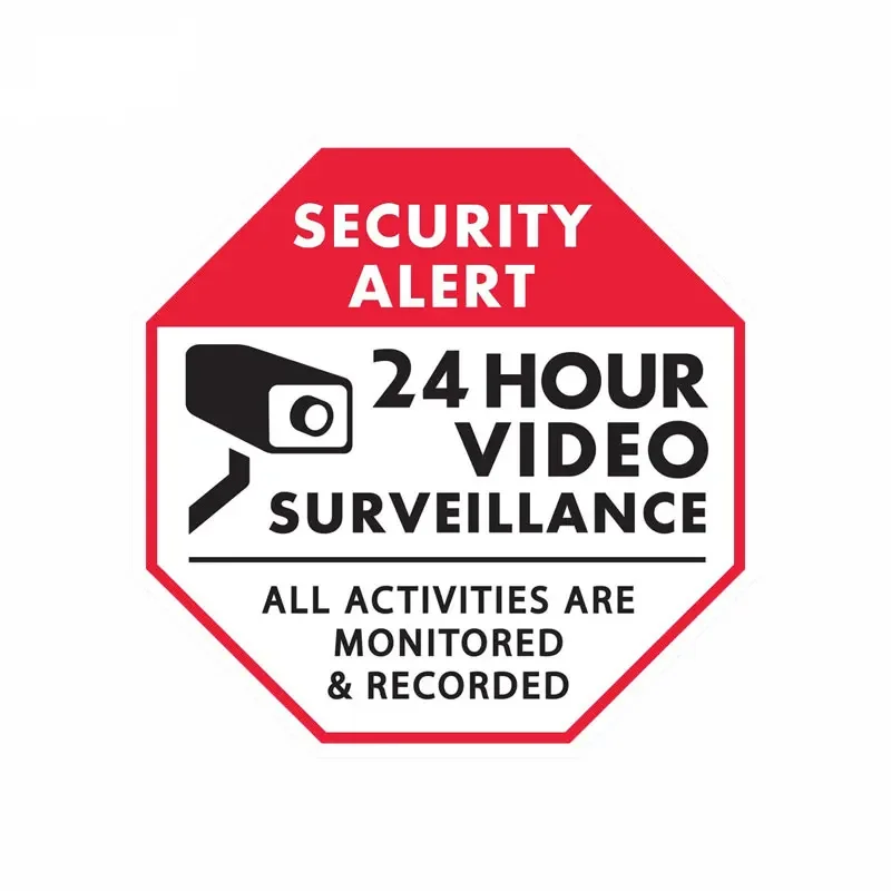 New Design Warning In 24 Hour Photography Video Warning CCTV Video Security Decal Waterproof Vinyl Decal, 24cm