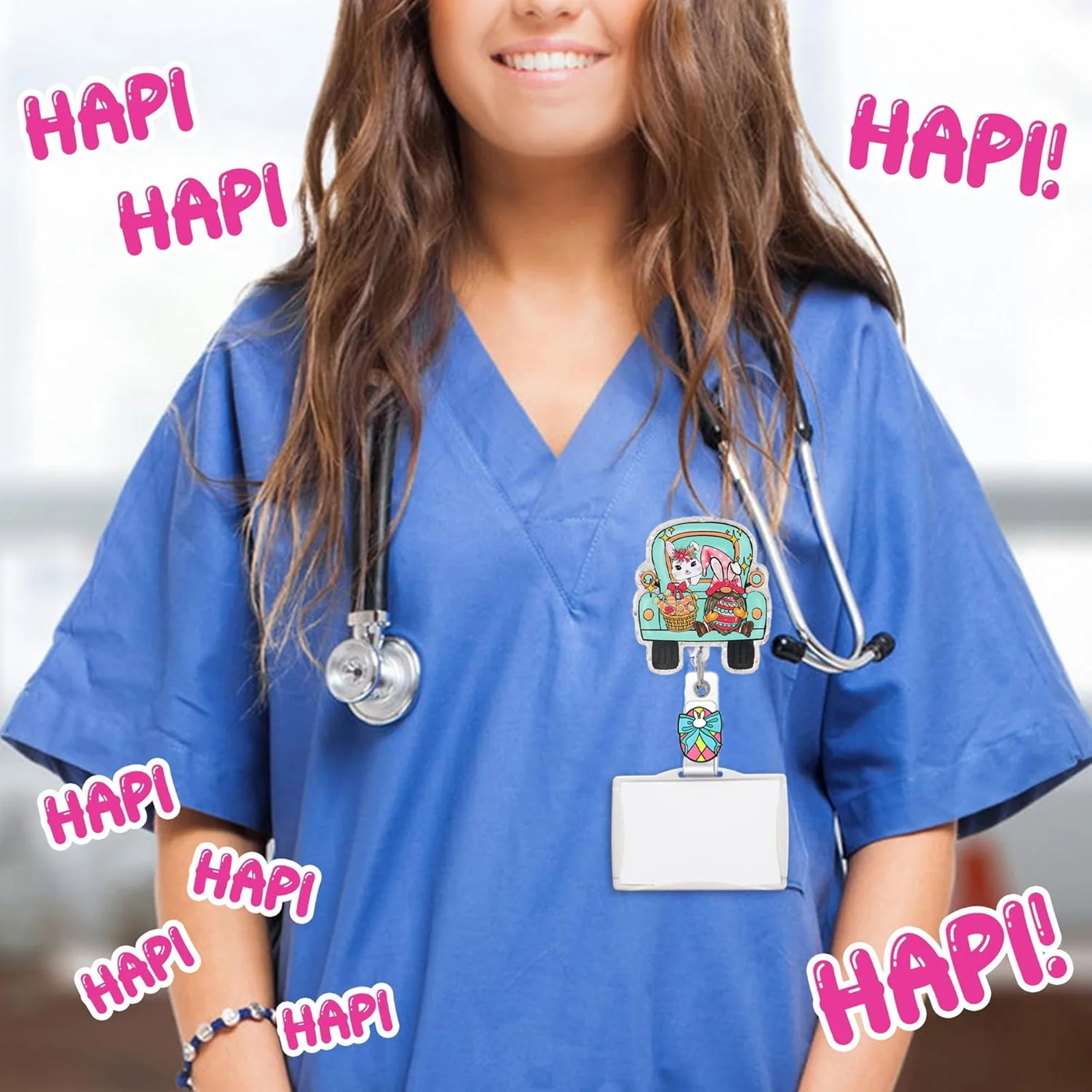 

Держатель для бейджа Пасхального кролика, надежный зажим для бейджа медсестры, выдвижной поворотный держатель для удостоверения личности, легкая милая катушка для бейджа для выставок, идентификатор