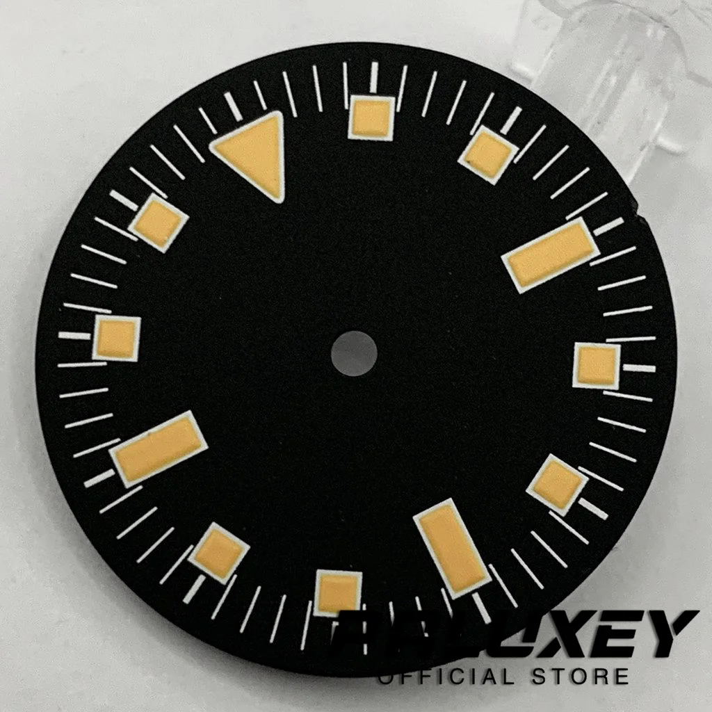 Luminous Watch Face Dial, relógio de movimento, preto, laranja, apto para Miyota 8215, 821A, ST1612, NH35, NH36, PT5000, ETA 2824, 2836, 28,5 milímetros