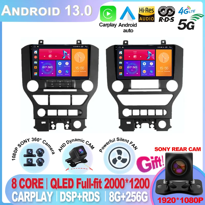 

For Ford Mustang 6 VI S550 2014 - 2021 Android 13 Car Radio Multimedia Video Player Navigation GPS DSP BT Carplay Auto No 2 din