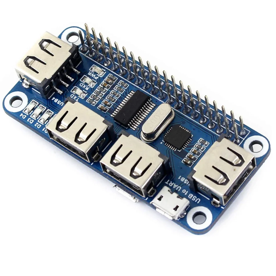 4 porte USB HUB HAT per Raspberry Pi 3 / 2 / Zero W scheda di estensione USB a UART per il debug seriale compatibile con USB2.0/1.0