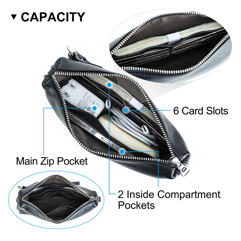 CONTACT'S Genuine Leather Handbag Men RFID Retro Portable Metal Quality Card Slots Phone Clutch Bag Travel Business Work Wallet