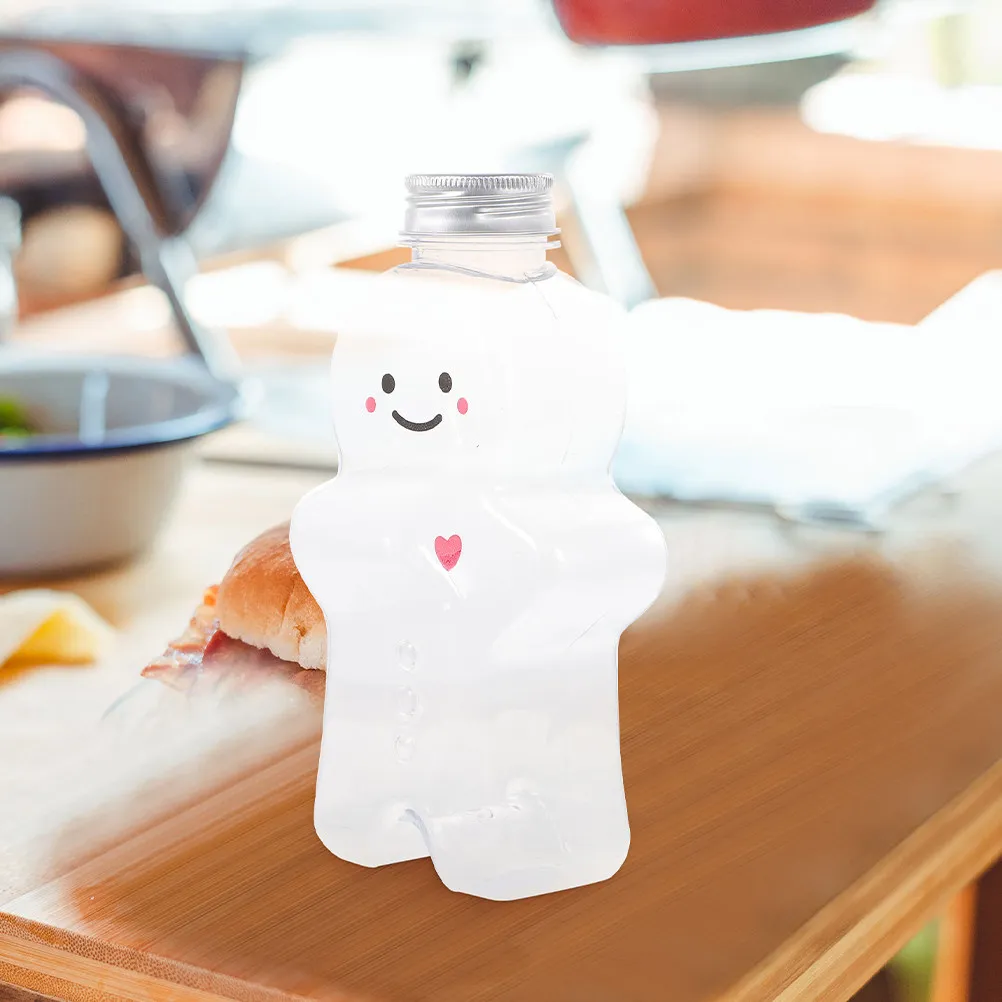 2Sets Gingerbread Man Christmas Drink Bottles 500Ml Transparent Reusable Juice Bottles with Lids for Festive Family Gatherings