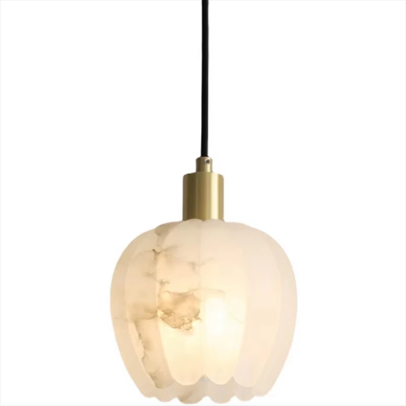 

Modern long tube Hanging lamp Spanish Marble Copper Pendant Light for Dining kitchen island Bar Bedside lighting fixture