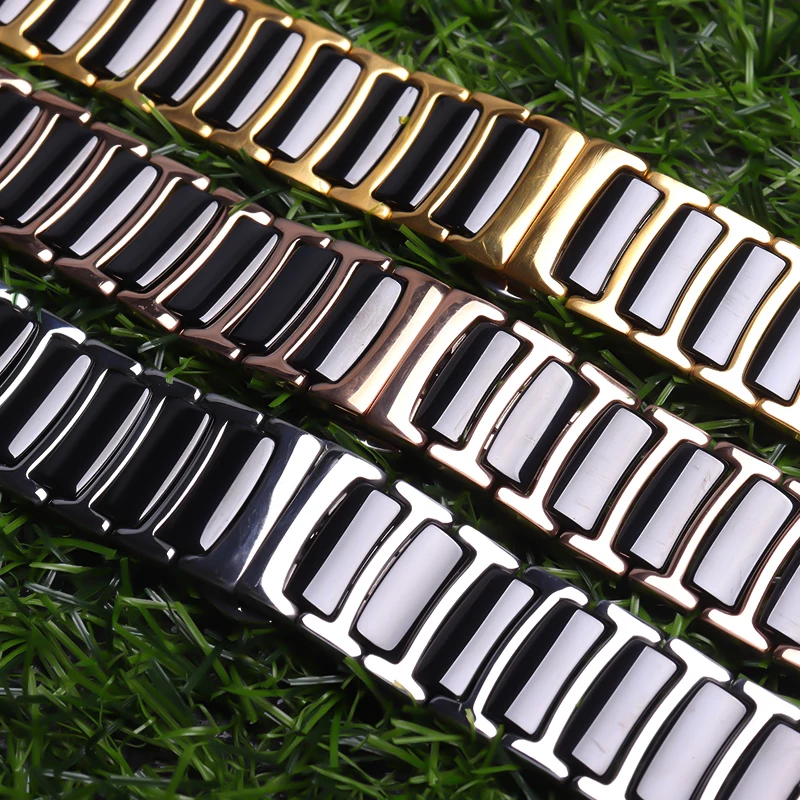 20mm 22mm Watchband Ceramic strap between stainless steel watch band strap for Huawei Smart Watch GT2/watch 2pro/Samsung watch