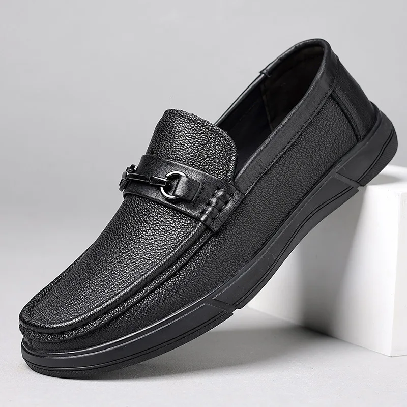 

New Sheepskin Business Casual Leather Shoes Men Fashion Designer Slip-on Loafers Male Spring Autumn Dress Luxury Shoes Man