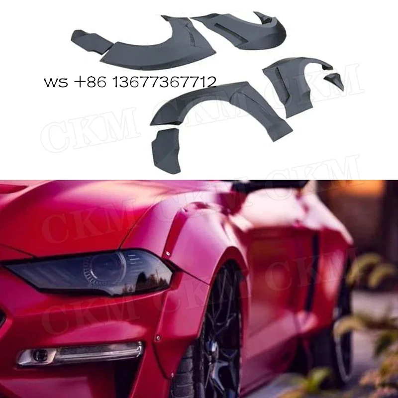

Factory hot salesFiber Glass Unpainted Material Side Wide Front Headlight Cover Fenders Decoration for Mustang 2018 2019 20