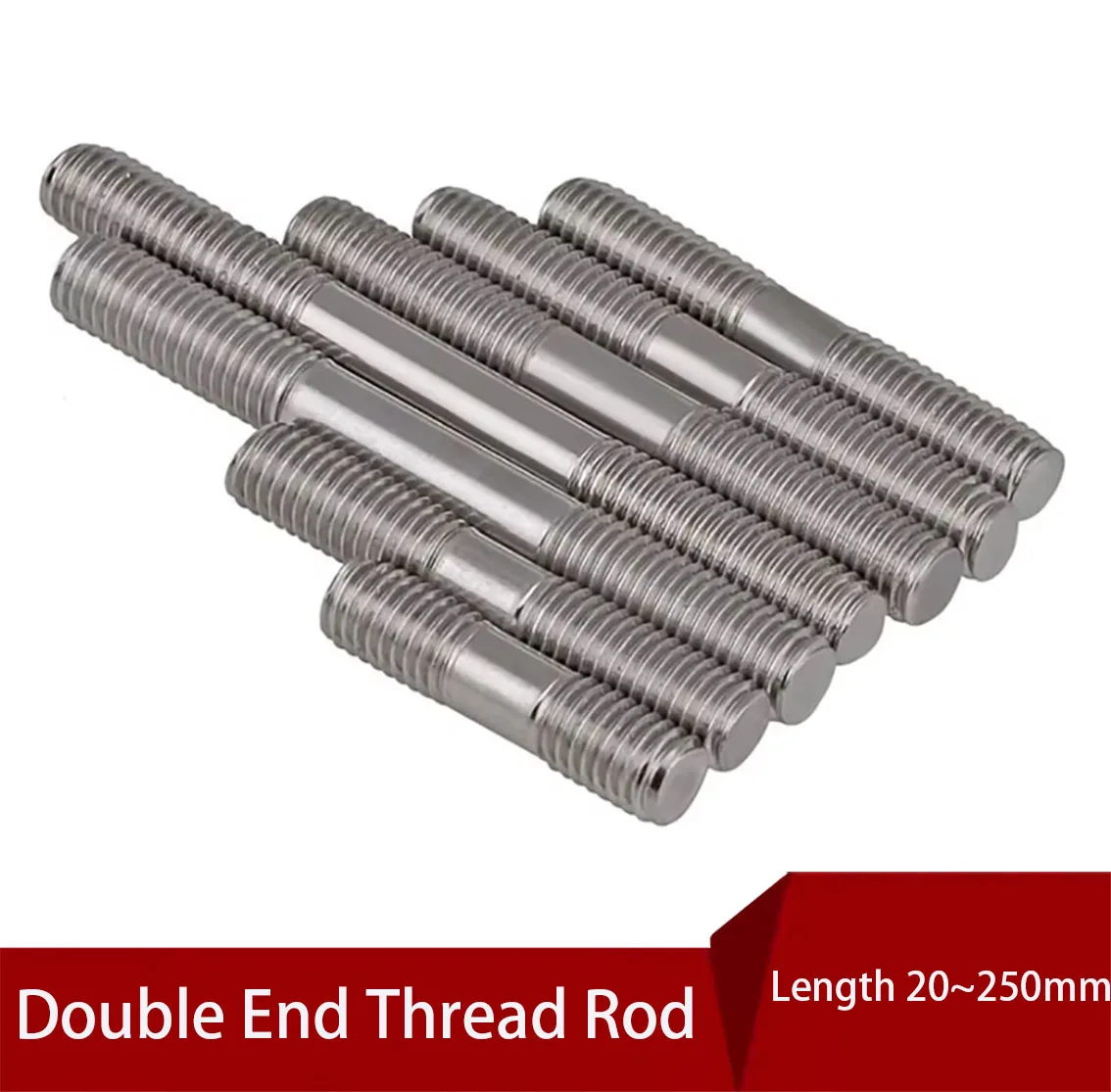 M4 Double End Thread Rod Length 20mm~250mm 304 Stainless Steel Headless Stud Bolts Screw Rod Tooth Stick Dual Head Threaded Bar