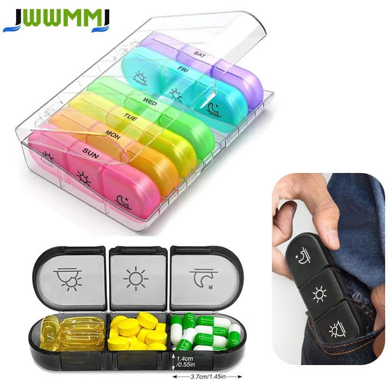 1Pcs Weekly Pill Organizer 3-Times-A-Day,Portable 7 Day Pill Box Case with Large Separate Compartments to Hold Medication