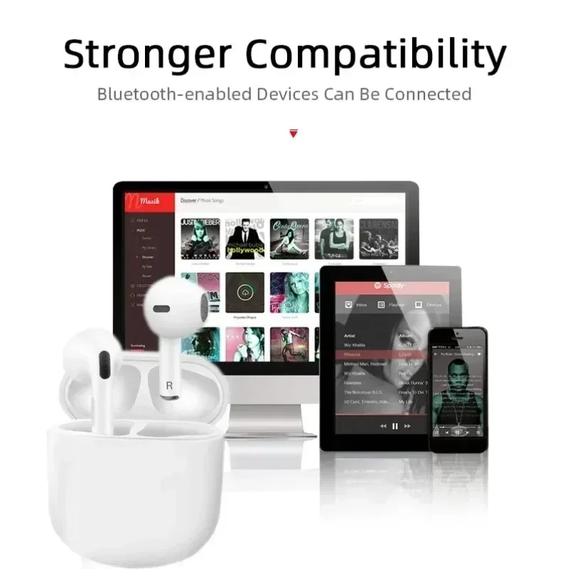 Original Pro4 TWS Bluetooth Earphones 9D Stereo Wireless Headphone In-Ear HiFi Earpods Hands-Free Headset With Microphone