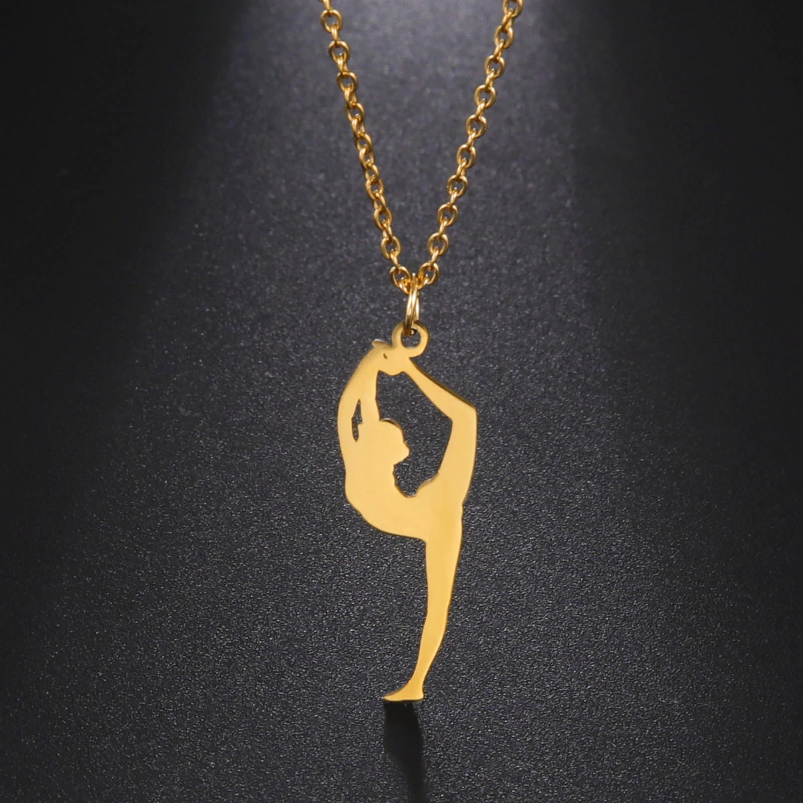 Amaxer New In Artistic Gymnastics Necklace Stainless Steel Sport Athlete Women's Gymnastics Pendant Choker Team Jewelry Gift