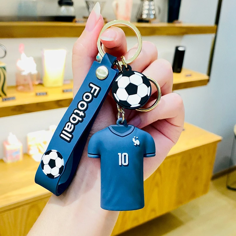 Creative and trendy European Cup football jersey cartoon car keychain backpack pendant high-end gift