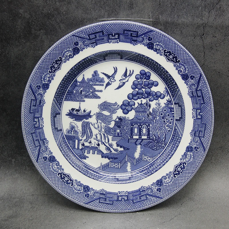 The Blue Willow Dinner Set Elegant England Style  Ware  Ceramic Breakfast Plate Beef Dishes Dessert Dish Soup Bowl