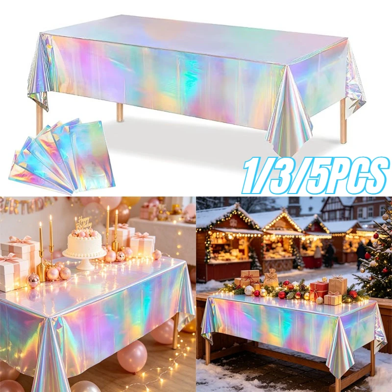 New Disposable Colorful Laser Party Tablecloth for Birthday Photo Prop Indoor Outdoor Home Decoration Supplies Festive Fun