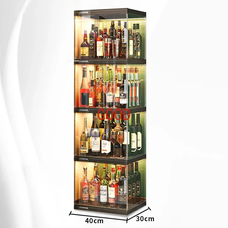 Storage Wine Cabinets Transparent Acrylic Bar Cabinets Shelf Bar Display Commercial Living Room Against The Wall Display Cabinet