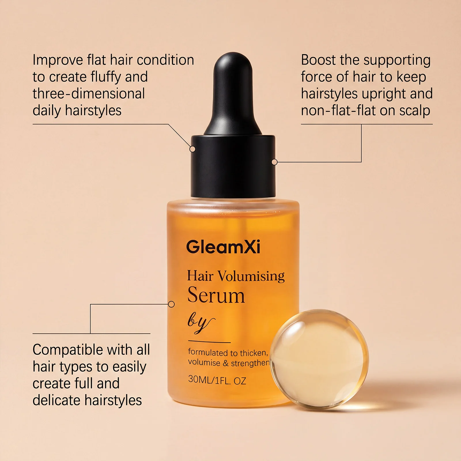Hair Volumising Serum Lightweight Non Sticky Boost Hair Volume Strengthen Hair Improve Flat Frizzy Hair Create Fluffy Hairstyle