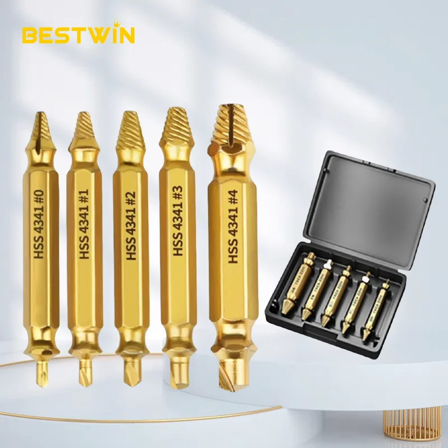 Damaged Screw Extractor Set HSS 4341 Drill Bit Stripped Broken Remover Quickly Take Out Kit Easy Demolition Power Tools