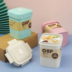 550ml Wheat Straw Students Lunch Box Soup Cup Healthy BPA Free Microwave Bento Boxes Office Portable Food Storage Container