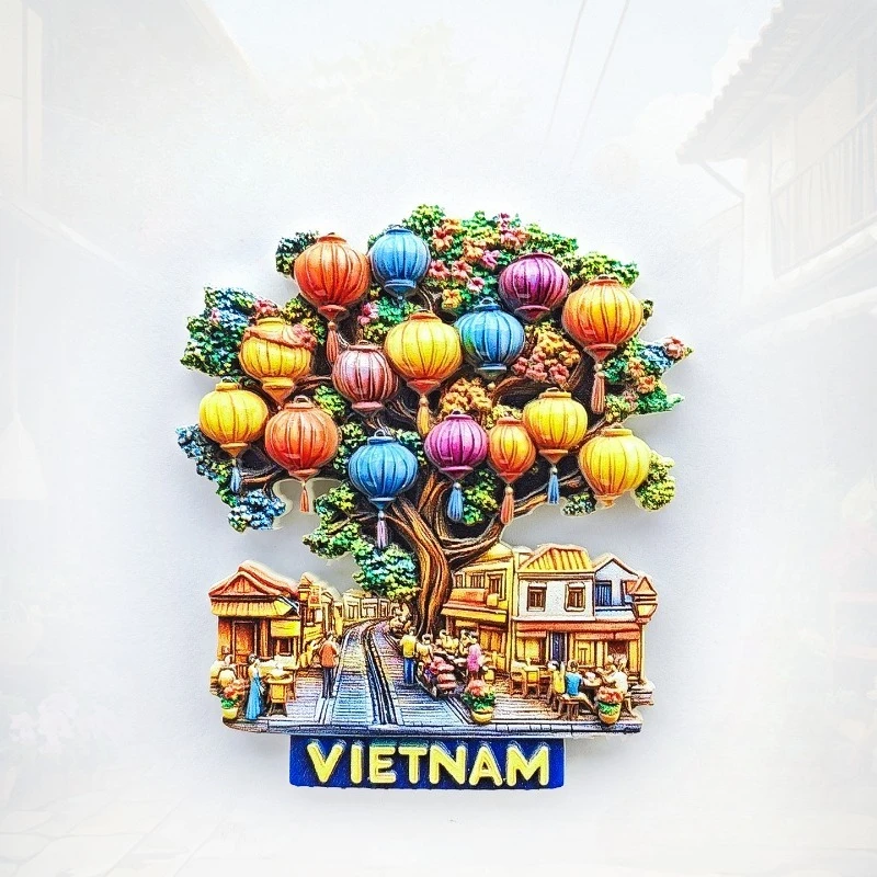 

Vietnam Lantern Street Fridge Magnet - Magical 3D Illuminated Tree Souvenir Unique Hoi An Gift for Travel & Asian Home Decor