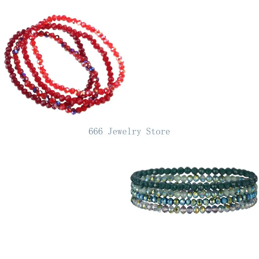 F2TD Multipurpose Strand Crystals Bracelets Versatile and Colorful Jewelry Accessory for Trendy Women Ladies Wardrobe