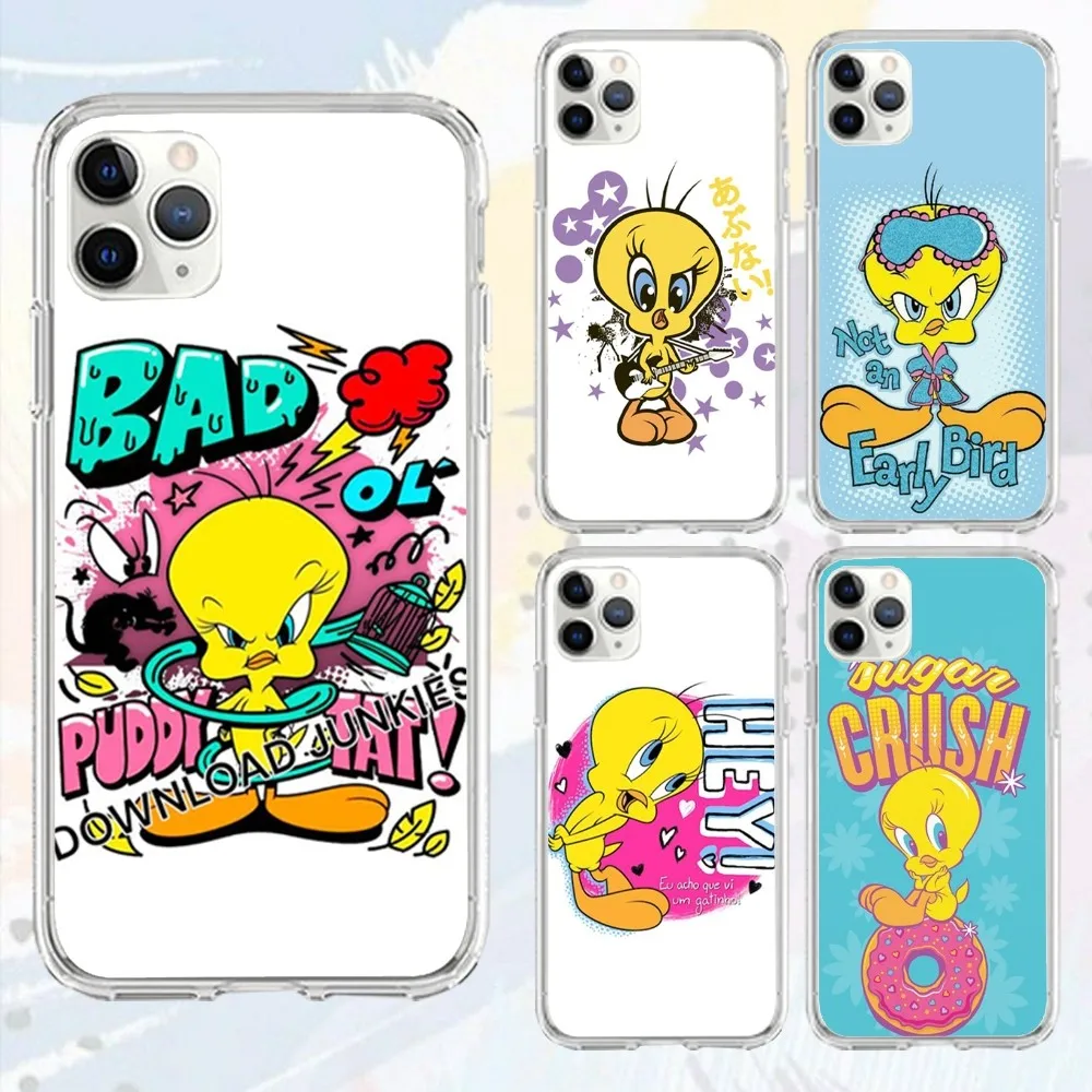 T-tweety B-Bird Caroon Cute Phone Case For Iphone 16 15 11 13 14 Pro Max 7 8 Plus X Xr Xs Max Se2020 12mini Transparent Cover