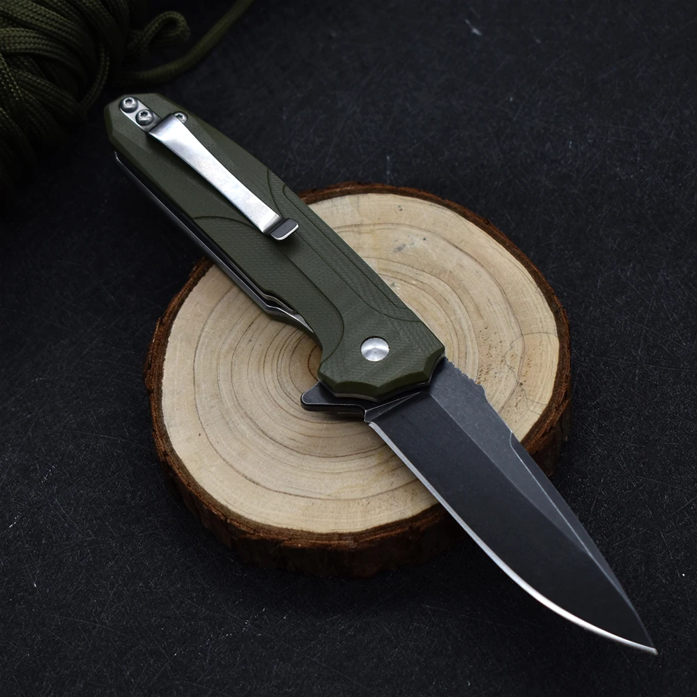 D2 aço pedra lavagem g10 lidar com rolamento faca dobrável bolso ao ar livre caça sobrevivência ferramenta de acampamento presentes natal edc