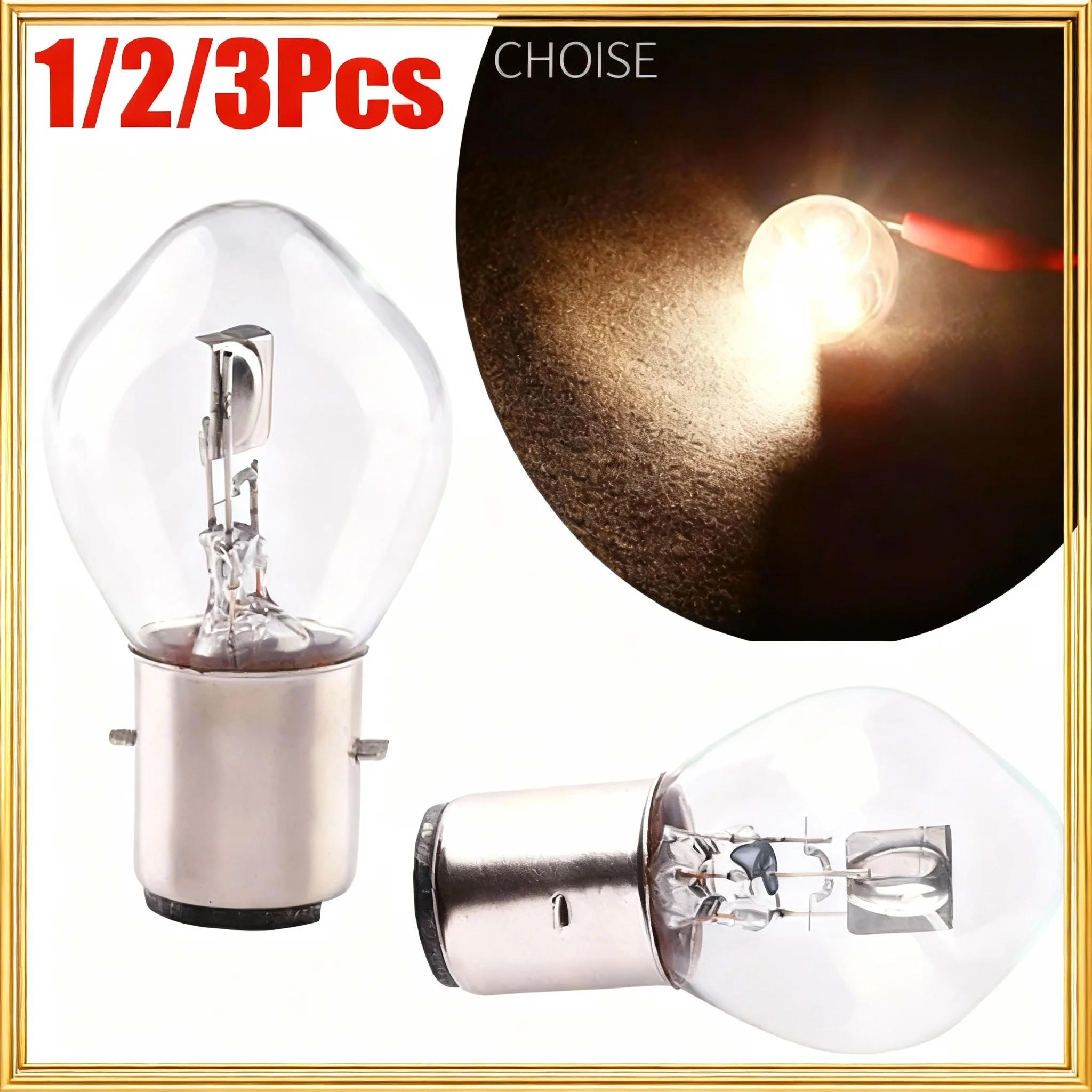 1/2/3pcs BA20D High Brightness LED Bulbs 12V 35/35W Halogen Headlight Singal Lamp Bulb Amber For Motorcycle ATV Moped Scooter