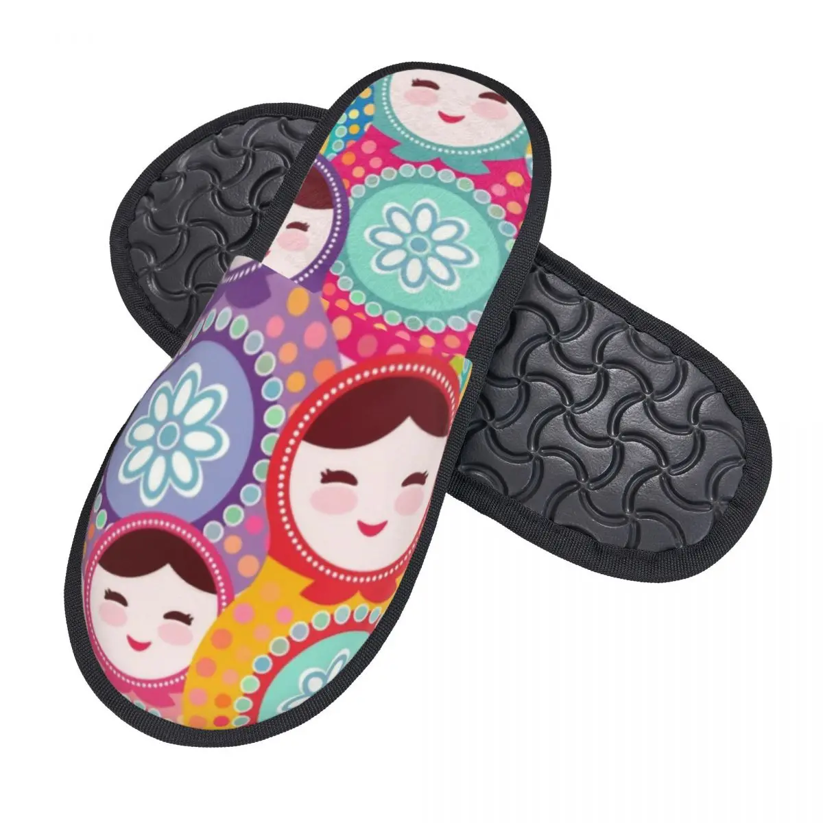 Custom Russian Dolls Matryoshka Comfy Scuff With Memory Foam Slippers Women Russia Babushka Pattern Folk Art Spa House Shoes