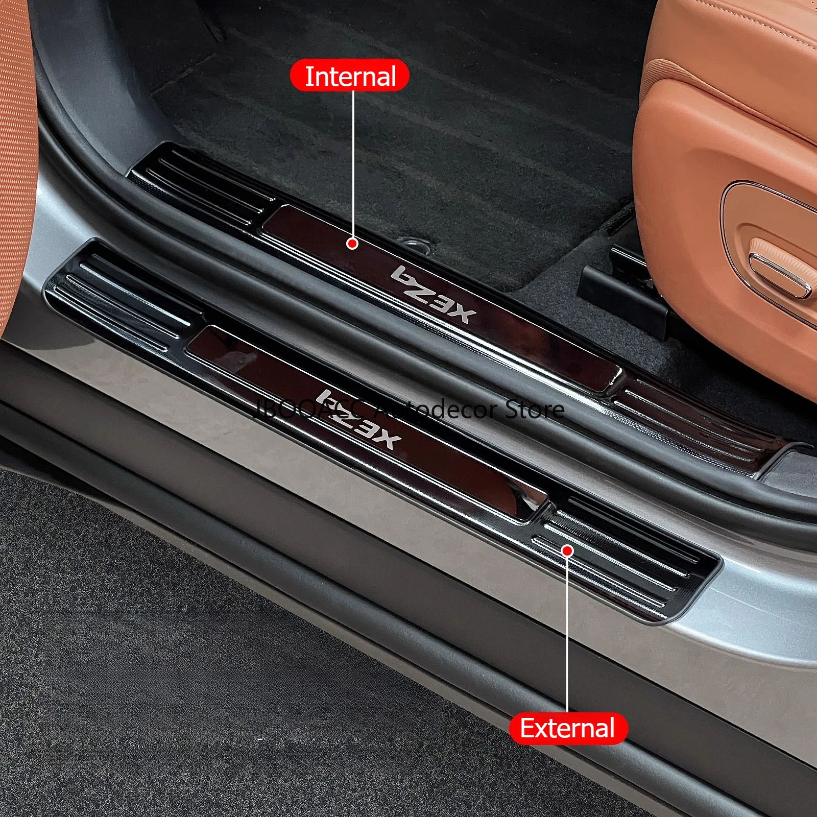 For Toyota BZ3X Car Door Sill Protector Stainless Steel Sticker Threshold Pedal Strip Door Sill Bar Welcome Pedal Interior Decor