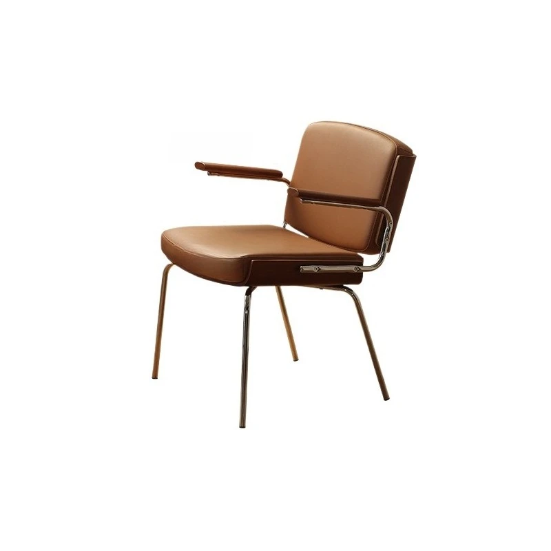 

Medieval dining chair household small apartment soft bag leisure back armrest