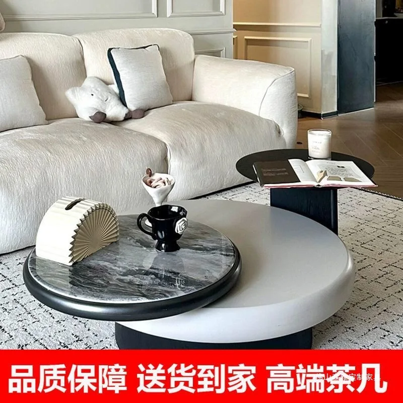 New microcrystalline stone coffee table living room round combination designer household small apartment