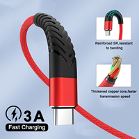 3A USB Type C Cable For Samsung S23 S22 S21 Xiaomi 13 12 11 Redmi Realme Huawei Fast Charging USB C Charger Cord Long Wire 2m 3m