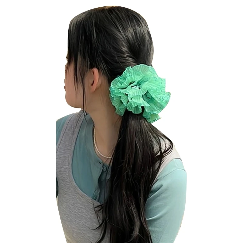 Elegant Ruffled Trim Hair Rope Layer Elastic Scrunchies Women Temperament Fashion Exaggerated Hair Rope Headpieces