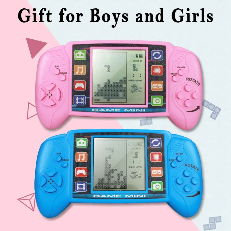 Portable Classic Handheld Game Players Puzzle Nostalgic Tetris Game Console Children Educational Electronic Toys Large Screen