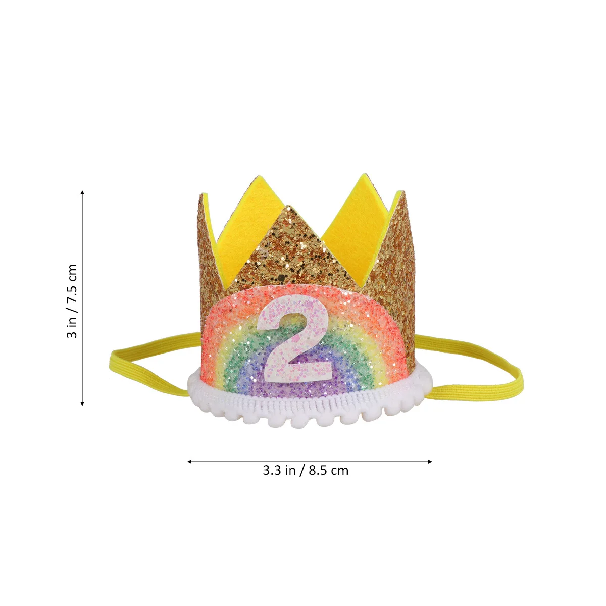 

Crown Headdress for Kids Birthday Party Rainbow Design Adorable Hat Lightweight Durable Perfect for Photos White
