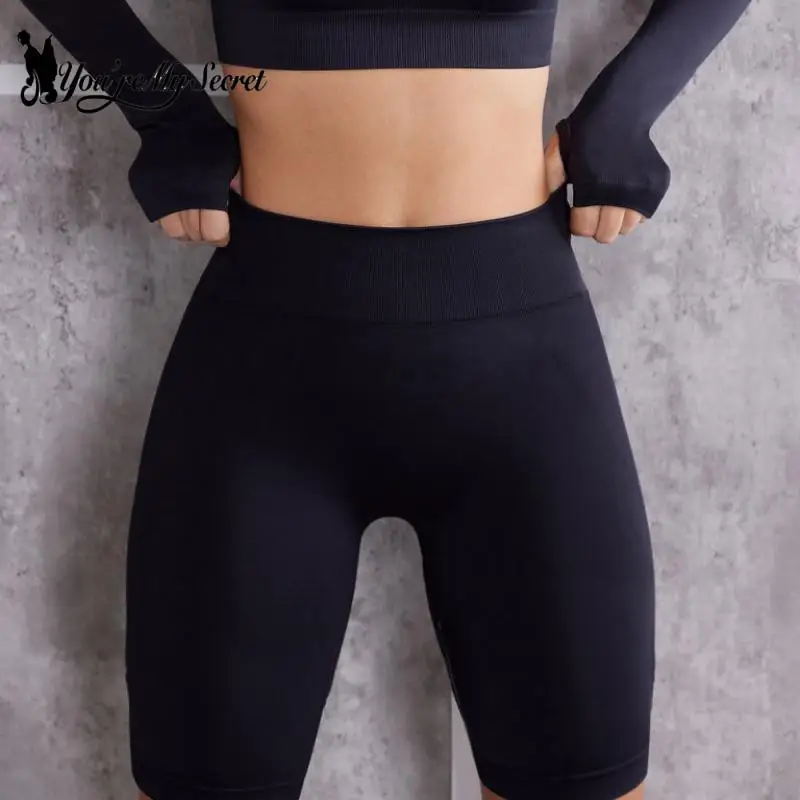 [Jij Bent Mijn Geheim] Damesleggings Zwarte Korte Broek Hoge Taille Lifting Push-Up Strakke Sportshorts Legging Spandex Yoga Fitnessbroek