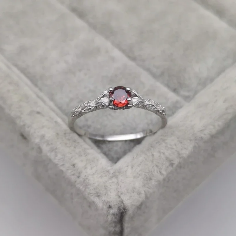 Sterling Silver Light Luxury Style Amethyst Zirconia Women\'s Ring in Europe and America Simple Fashion Gem Temperament Ring