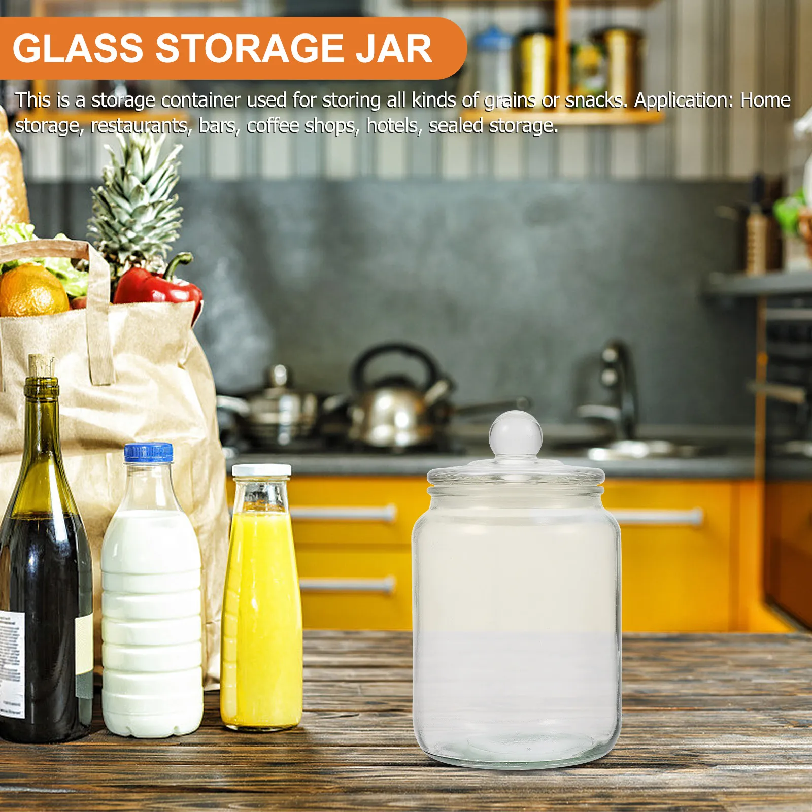 

1Pcs 2L Glass Storage Jar Transparent Fine Workmanship Smooth Surface Home Kitchen Cafe Restaurant Storage Container for Cereals